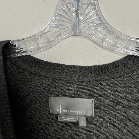 Anthropologie Grey Rocio Surplice Knit Sweater Top Size Small Cozy Balletcore - Picture 4 of 6